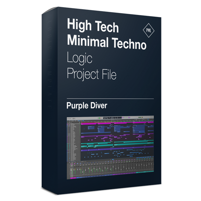 Purple Diver - High Tech Minimal Techno Logic Pro X & Serum Template (by The Producer Tutor) product box