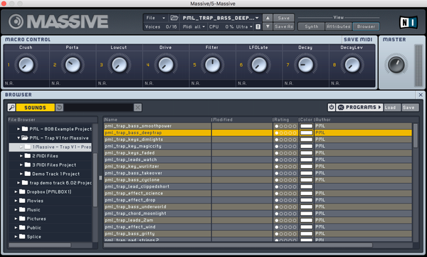 Massive Presets: Trap (+ Midis)